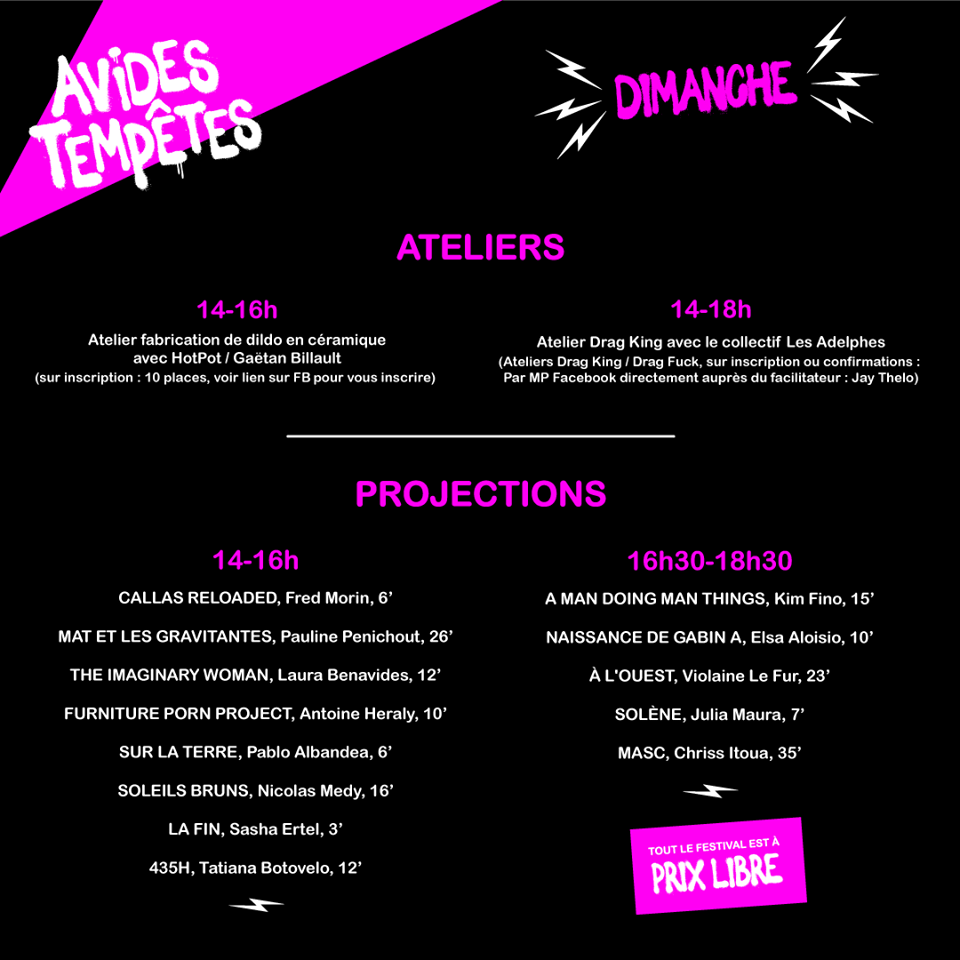 Programme du Festival TPG Avides Tempêtes à la Parole Errante à Montreuil samedi - Friction Magazine